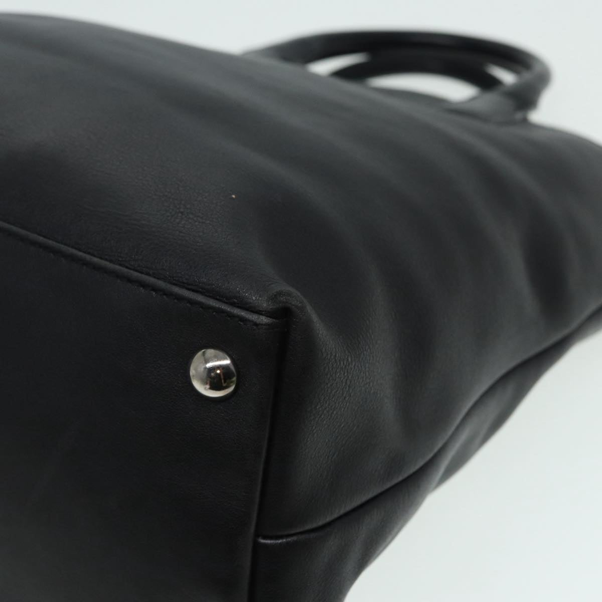 GUCCI Hand Bag Leather Black Silver 85832
