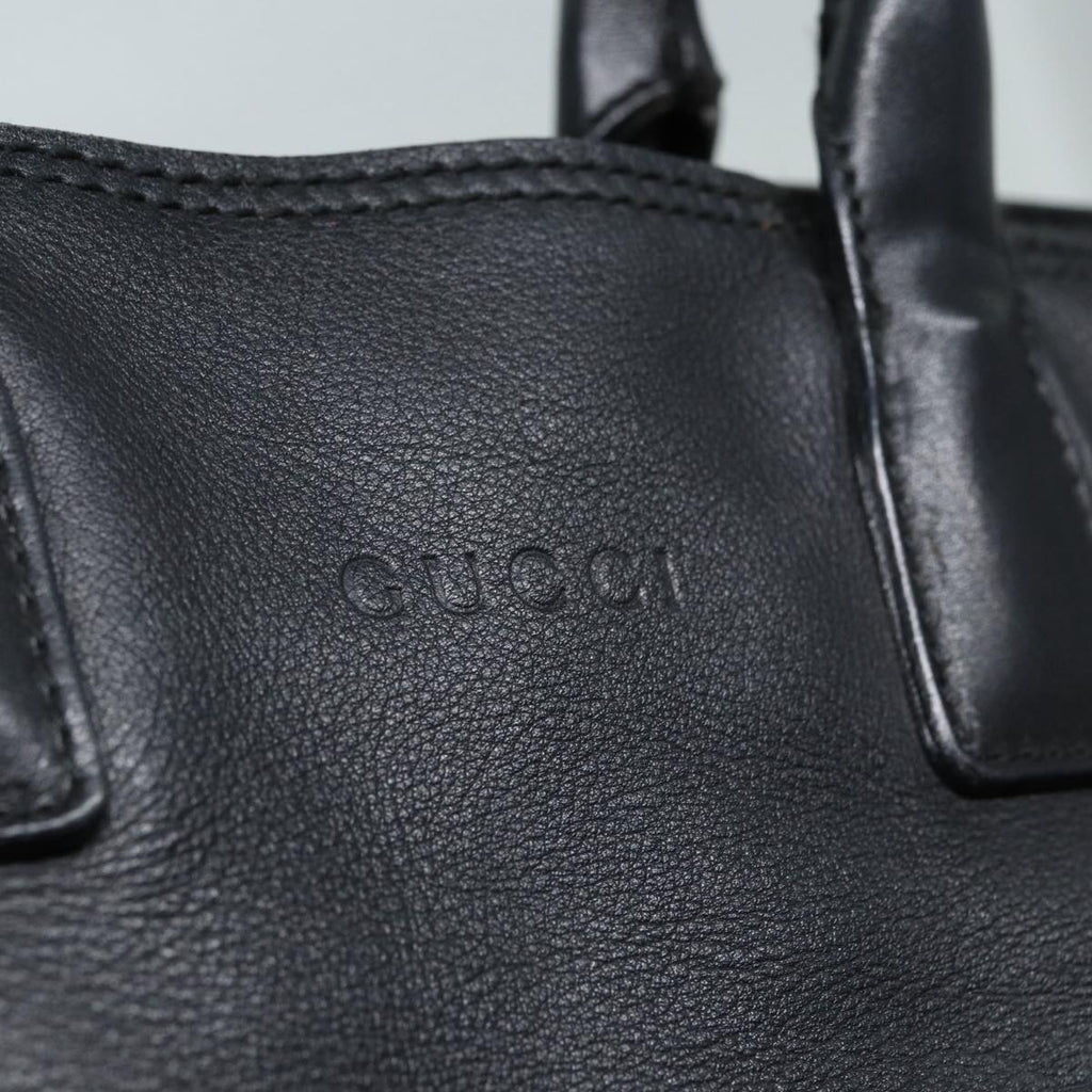 GUCCI Hand Bag Leather Black Silver 85832