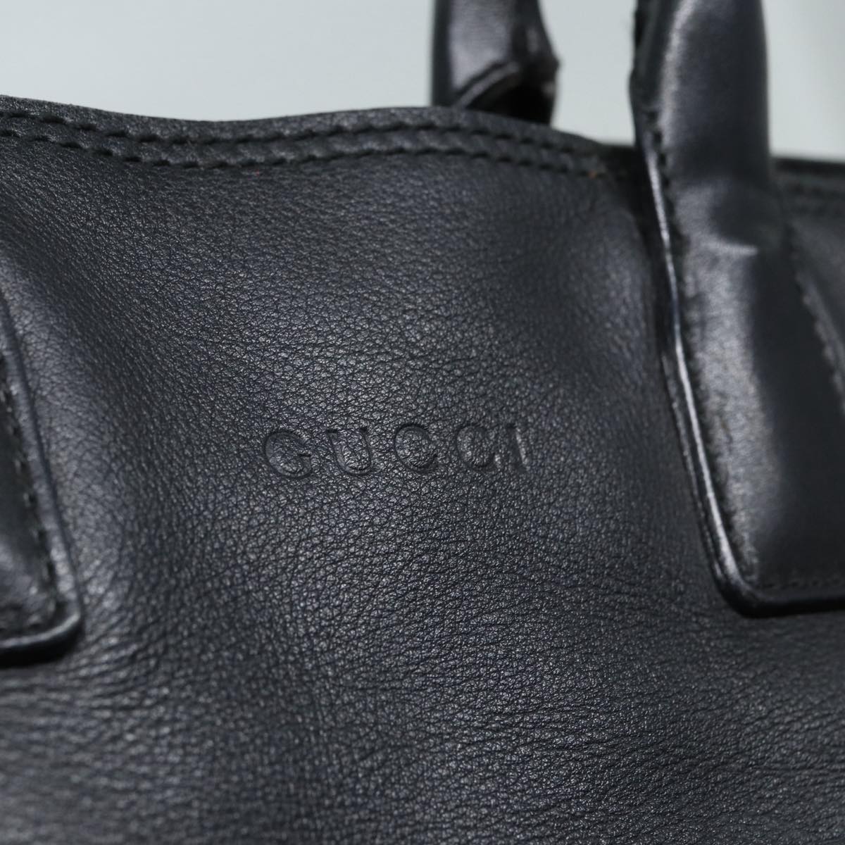 GUCCI Hand Bag Leather Black Silver 85832