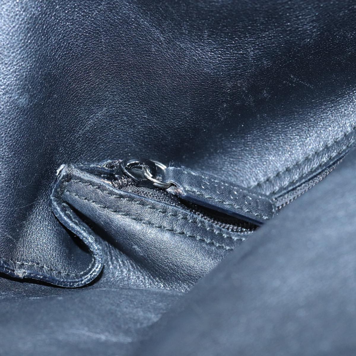 GUCCI Hand Bag Leather Black Silver 85832