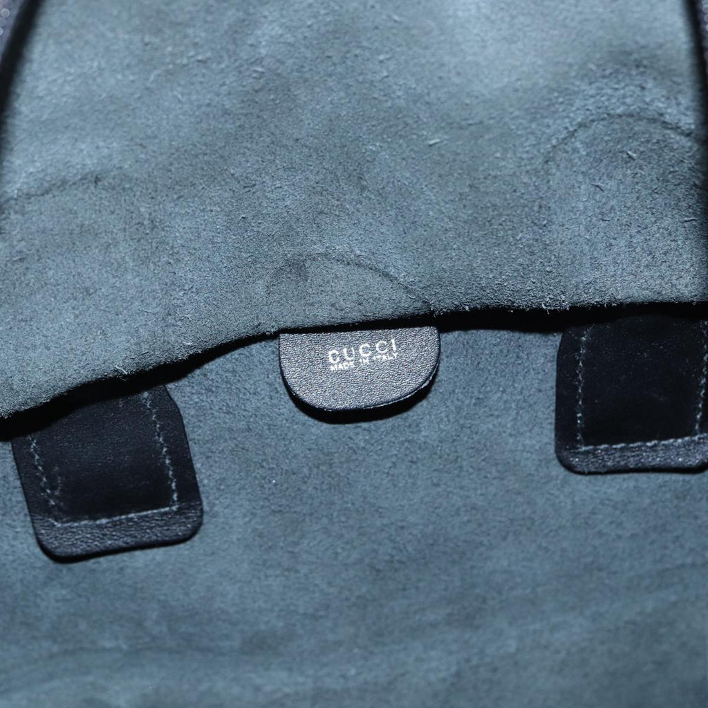 GUCCI Hand Bag Leather Black Silver 85832