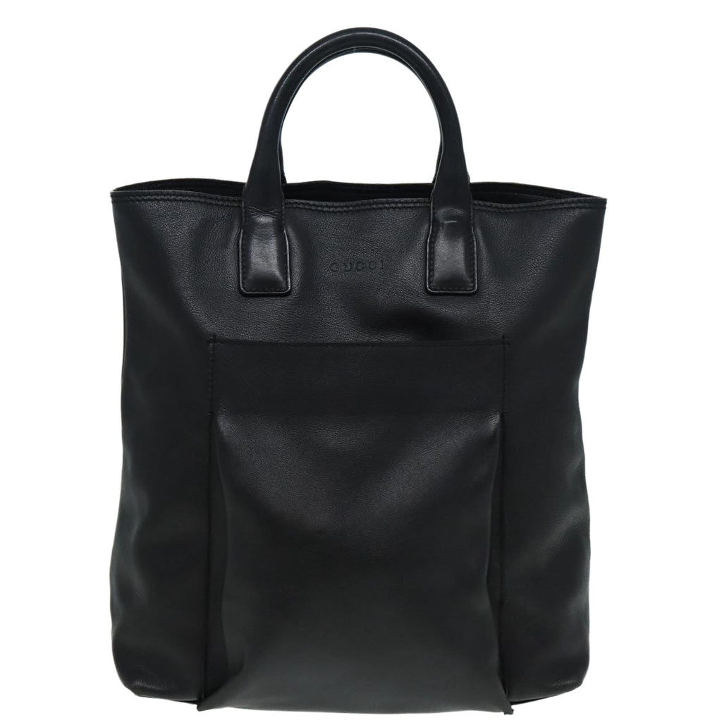 GUCCI Hand Bag Leather Black Silver 85832
