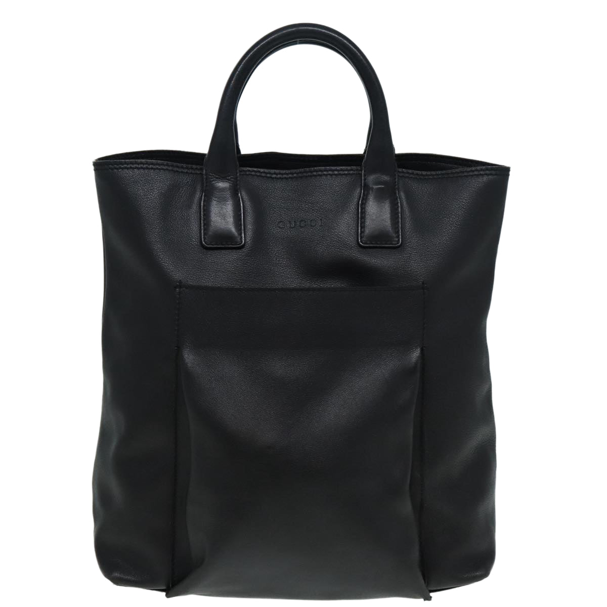 GUCCI Hand Bag Leather Black Silver 85832