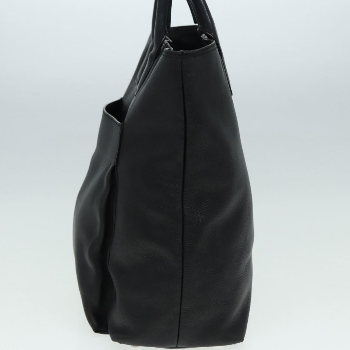 GUCCI Hand Bag Leather Black Silver 85832