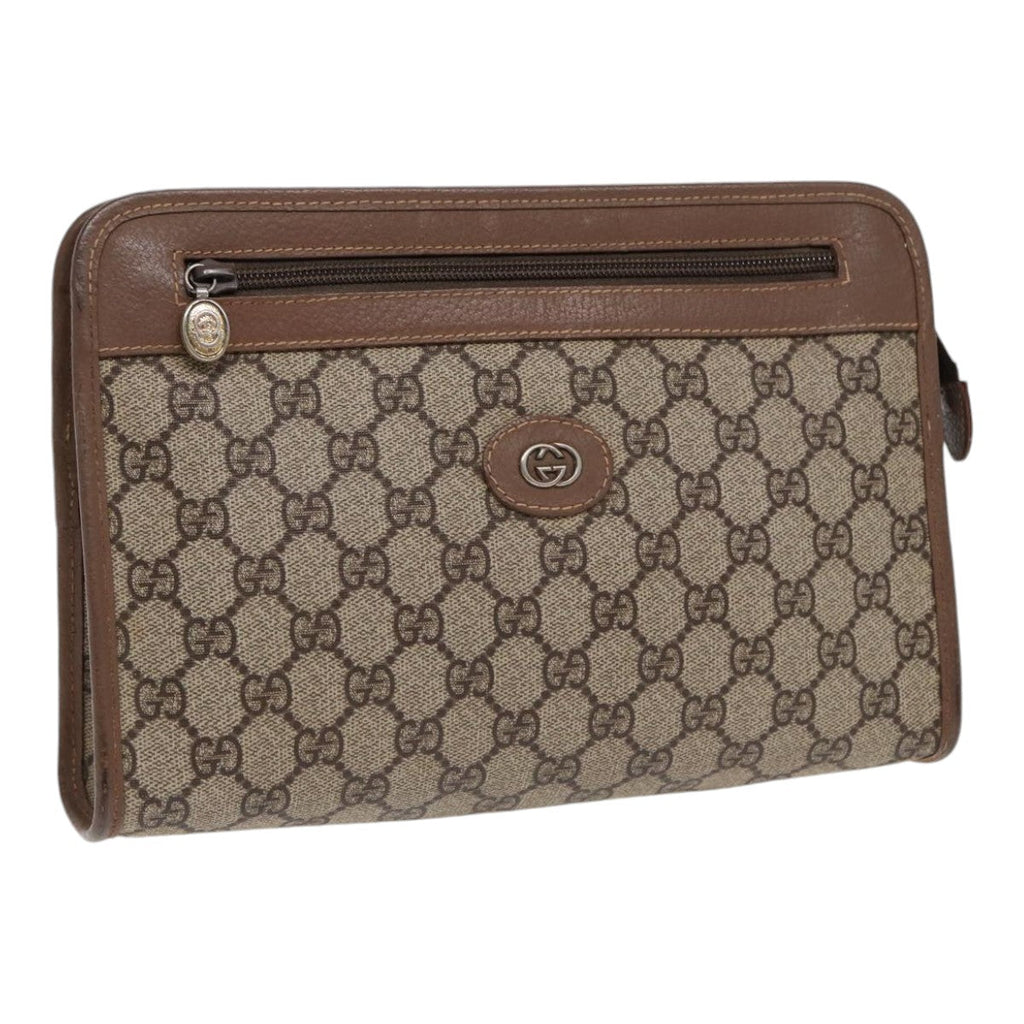 GUCCI GG Supreme Clutch Bag PVC Beige Gold 014 122 6063 85839