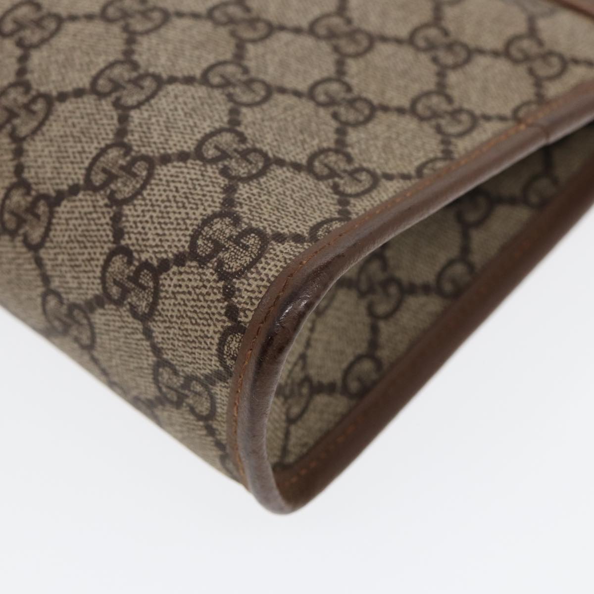 GUCCI GG Supreme Clutch Bag PVC Beige Gold 014 122 6063 85839