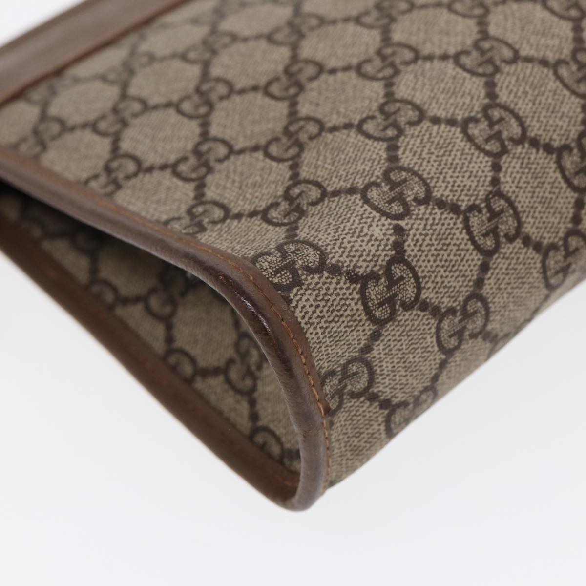 GUCCI GG Supreme Clutch Bag PVC Beige Gold 014 122 6063 85839