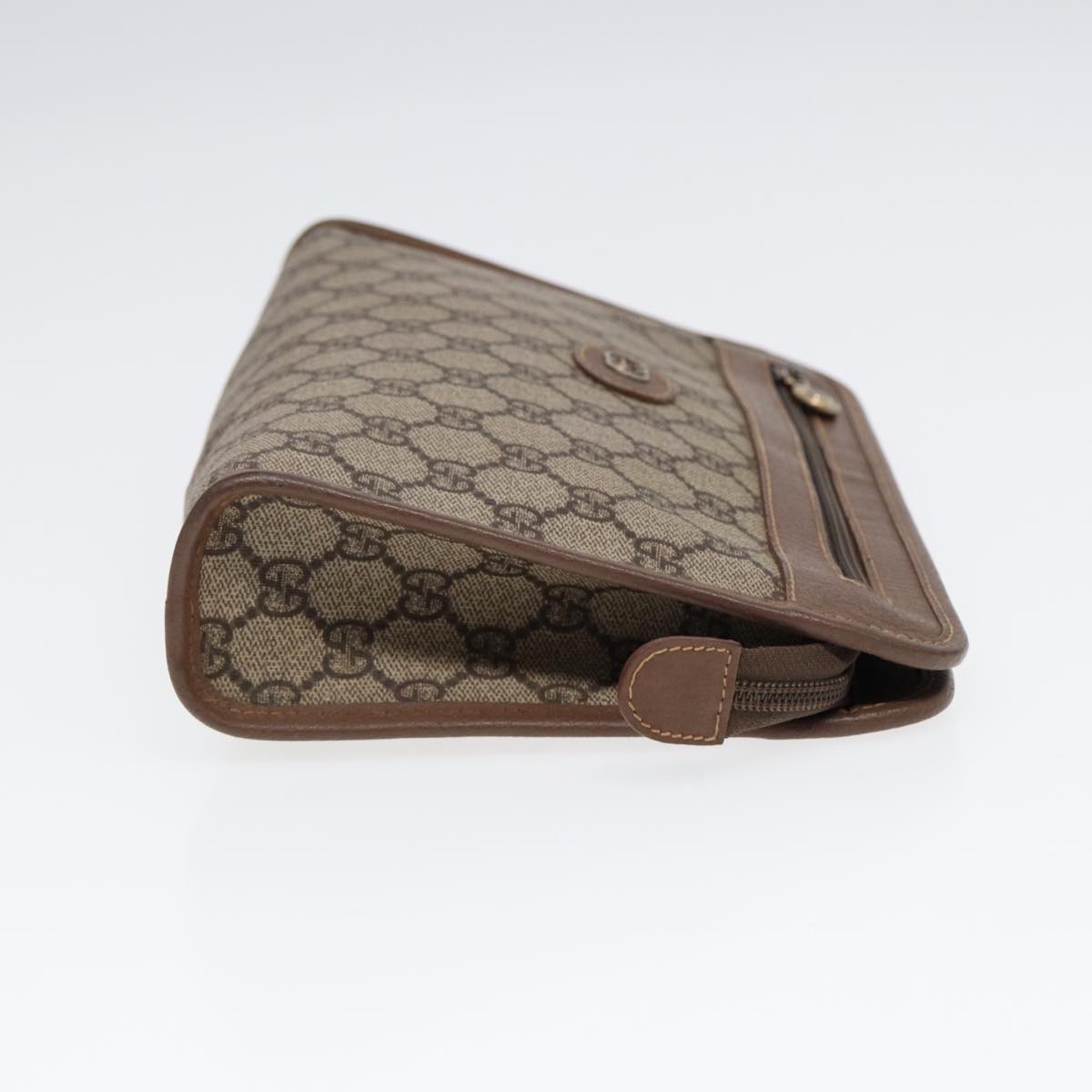 GUCCI GG Supreme Clutch Bag PVC Beige Gold 014 122 6063 85839