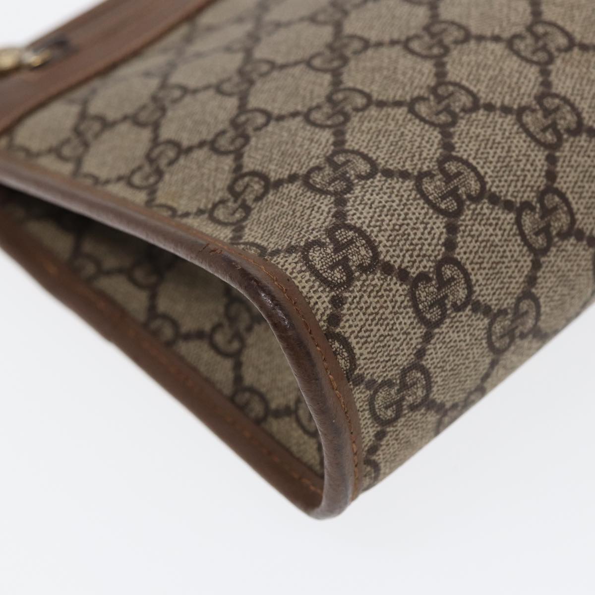 GUCCI GG Supreme Clutch Bag PVC Beige Gold 014 122 6063 85839