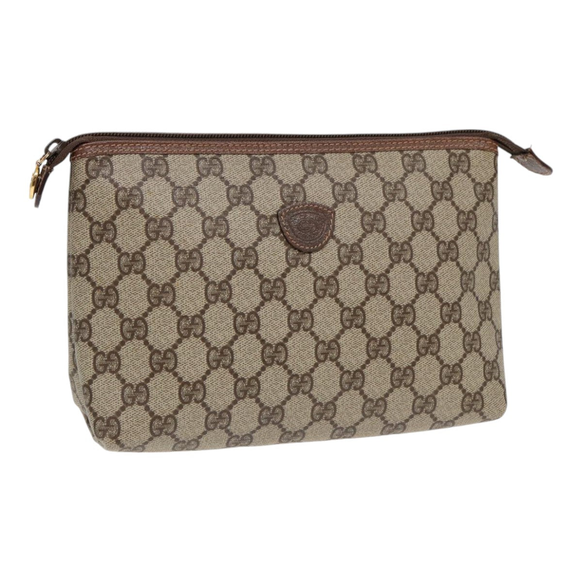 GUCCI GG Supreme Clutch Bag PVC Beige Gold 007 115 85841