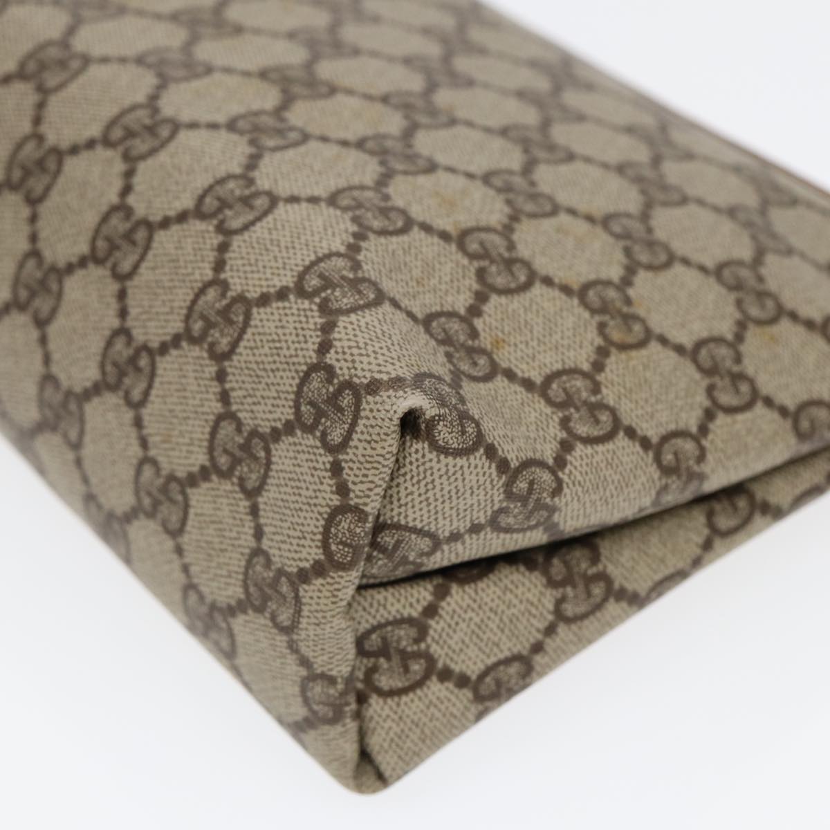 GUCCI GG Supreme Clutch Bag PVC Beige Gold 007 115 85841
