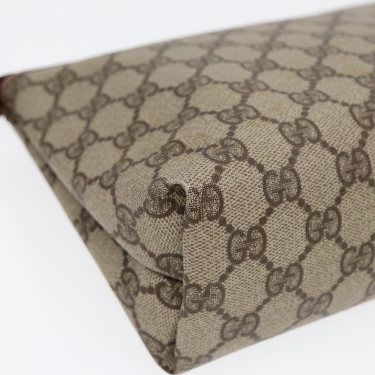 GUCCI GG Supreme Clutch Bag PVC Beige Gold 007 115 85841