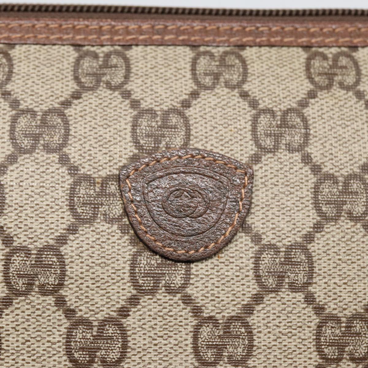 GUCCI GG Supreme Clutch Bag PVC Beige Gold 007 115 85841