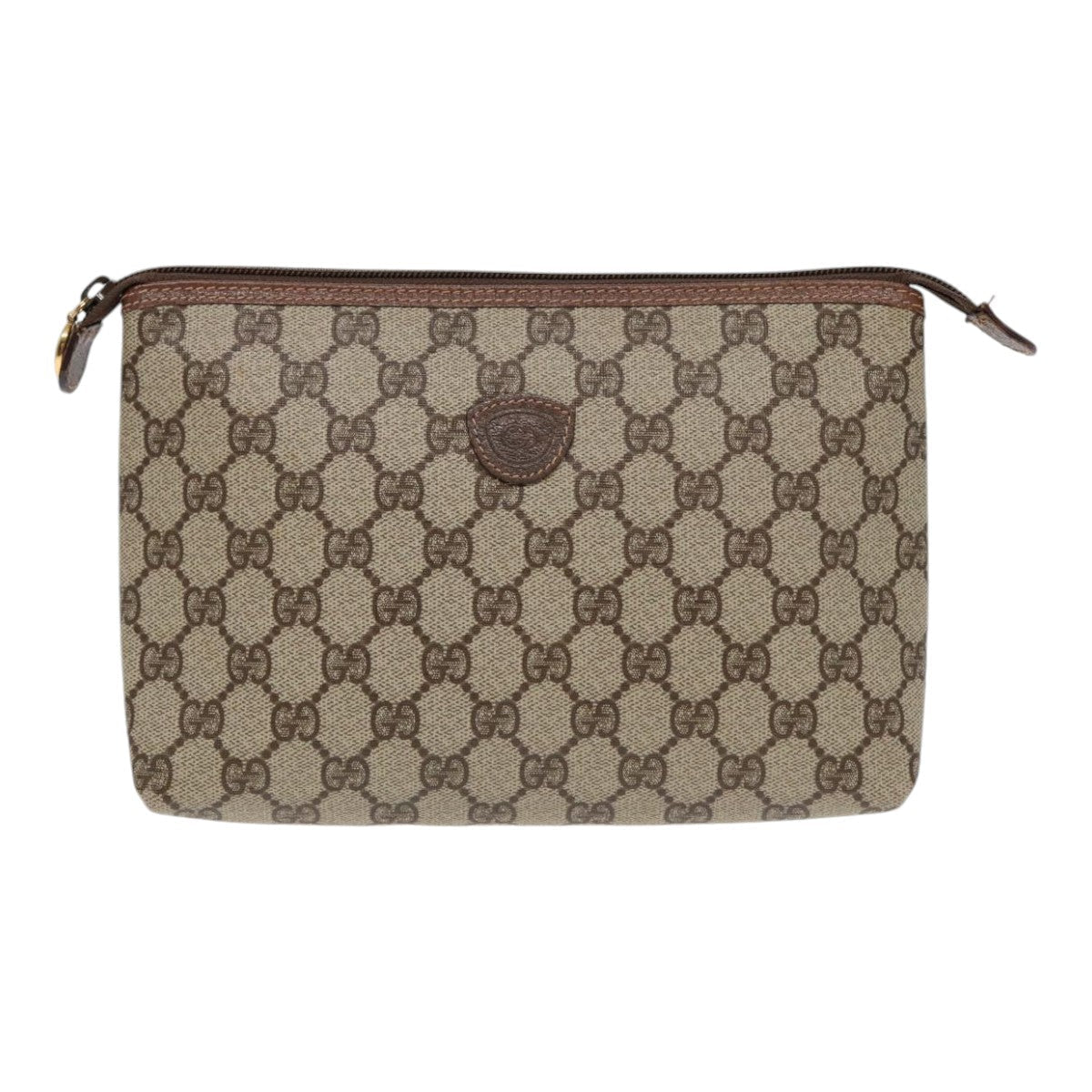 GUCCI GG Supreme Clutch Bag PVC Beige Gold 007 115 85841