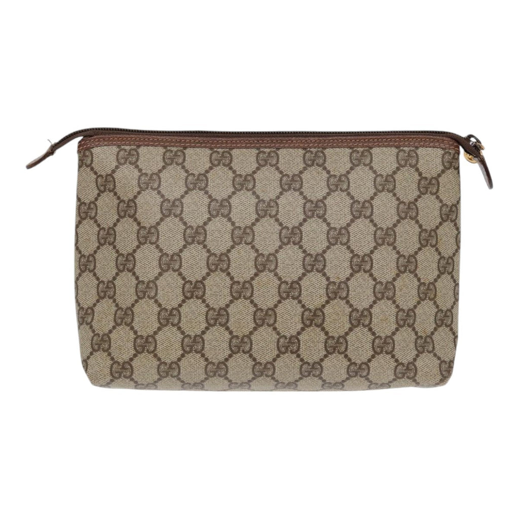GUCCI GG Supreme Clutch Bag PVC Beige Gold 007 115 85841