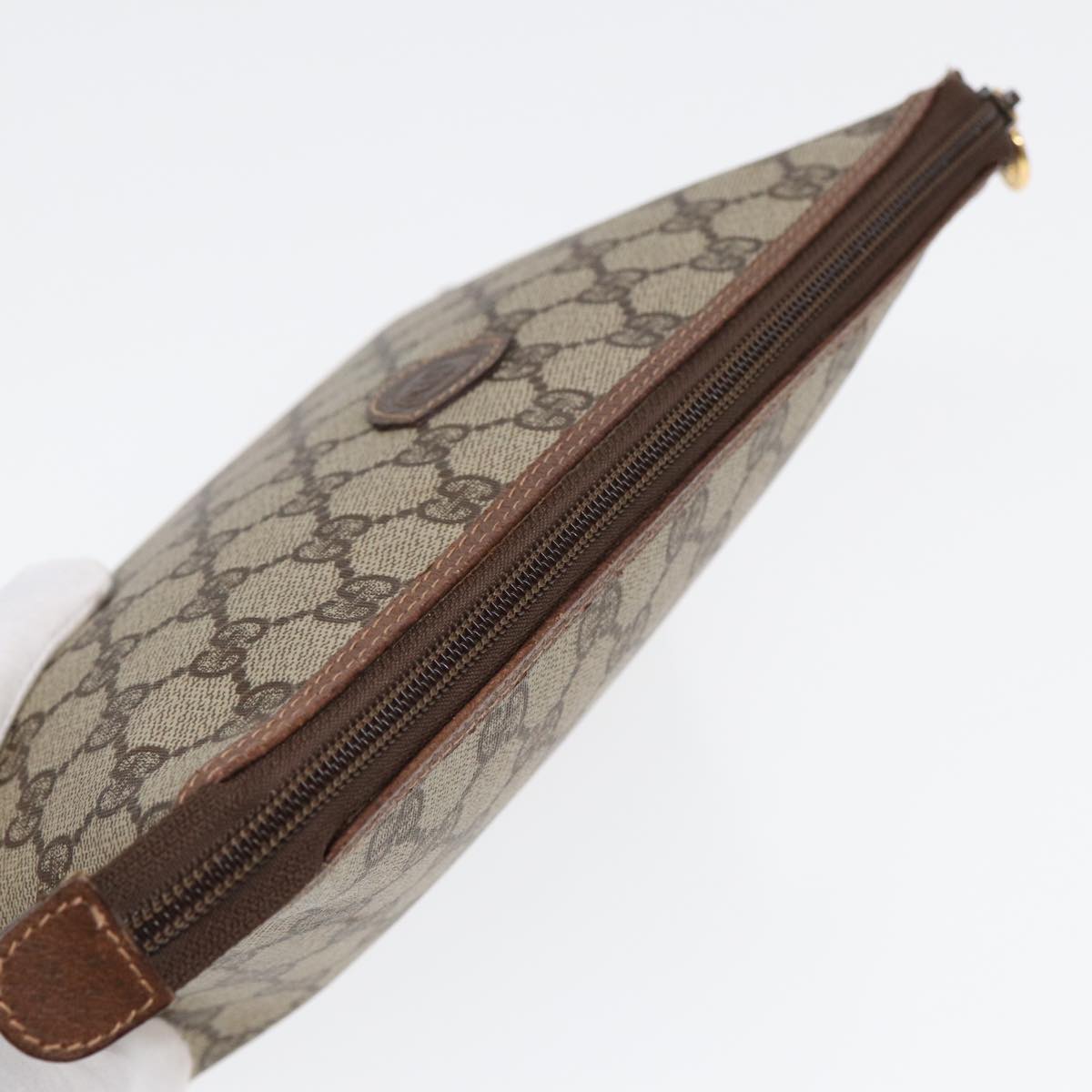 GUCCI GG Supreme Clutch Bag PVC Beige Gold 007 115 85841