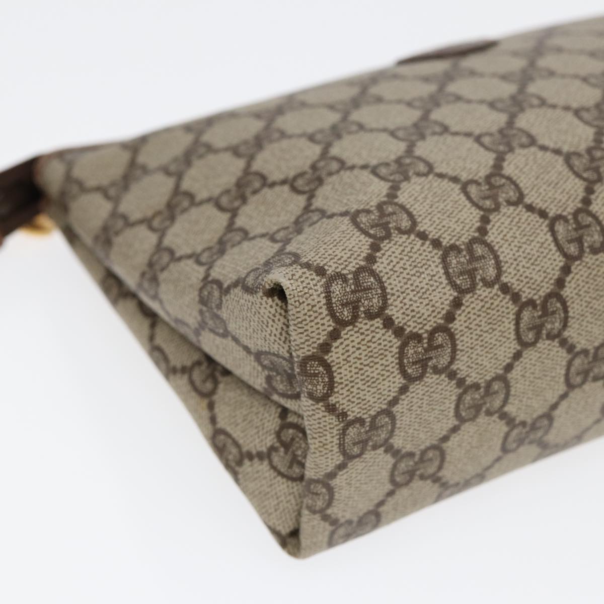 GUCCI GG Supreme Clutch Bag PVC Beige Gold 007 115 85841