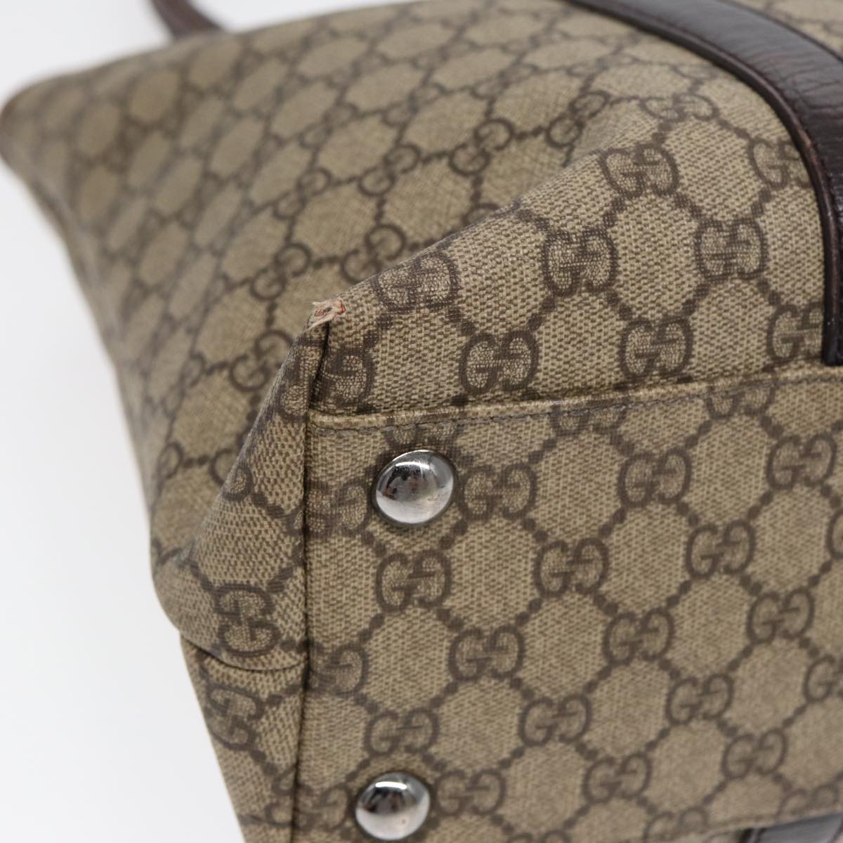 GUCCI GG Supreme Shoulder Bag Beige Silver 114288 85858