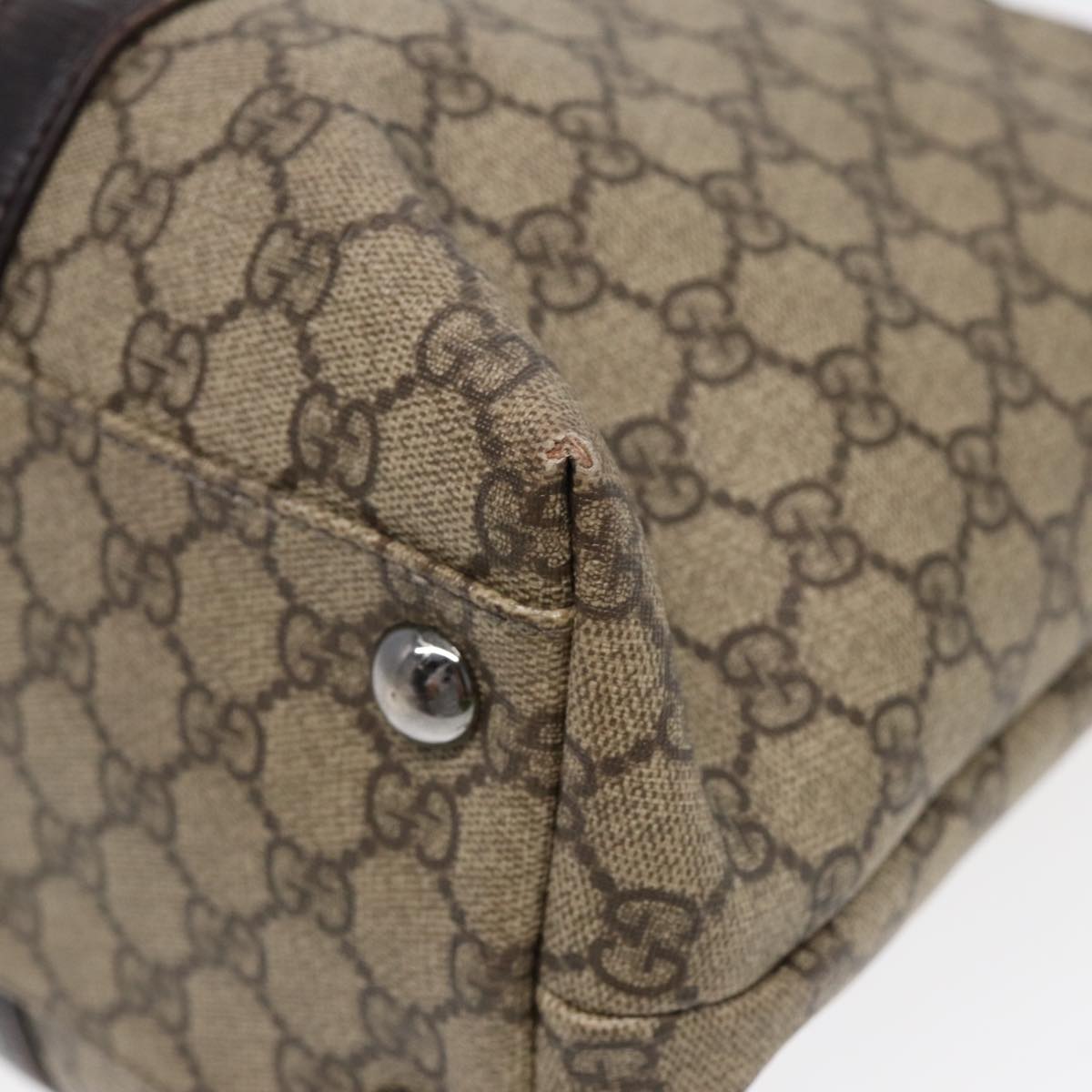 GUCCI GG Supreme Shoulder Bag Beige Silver 114288 85858