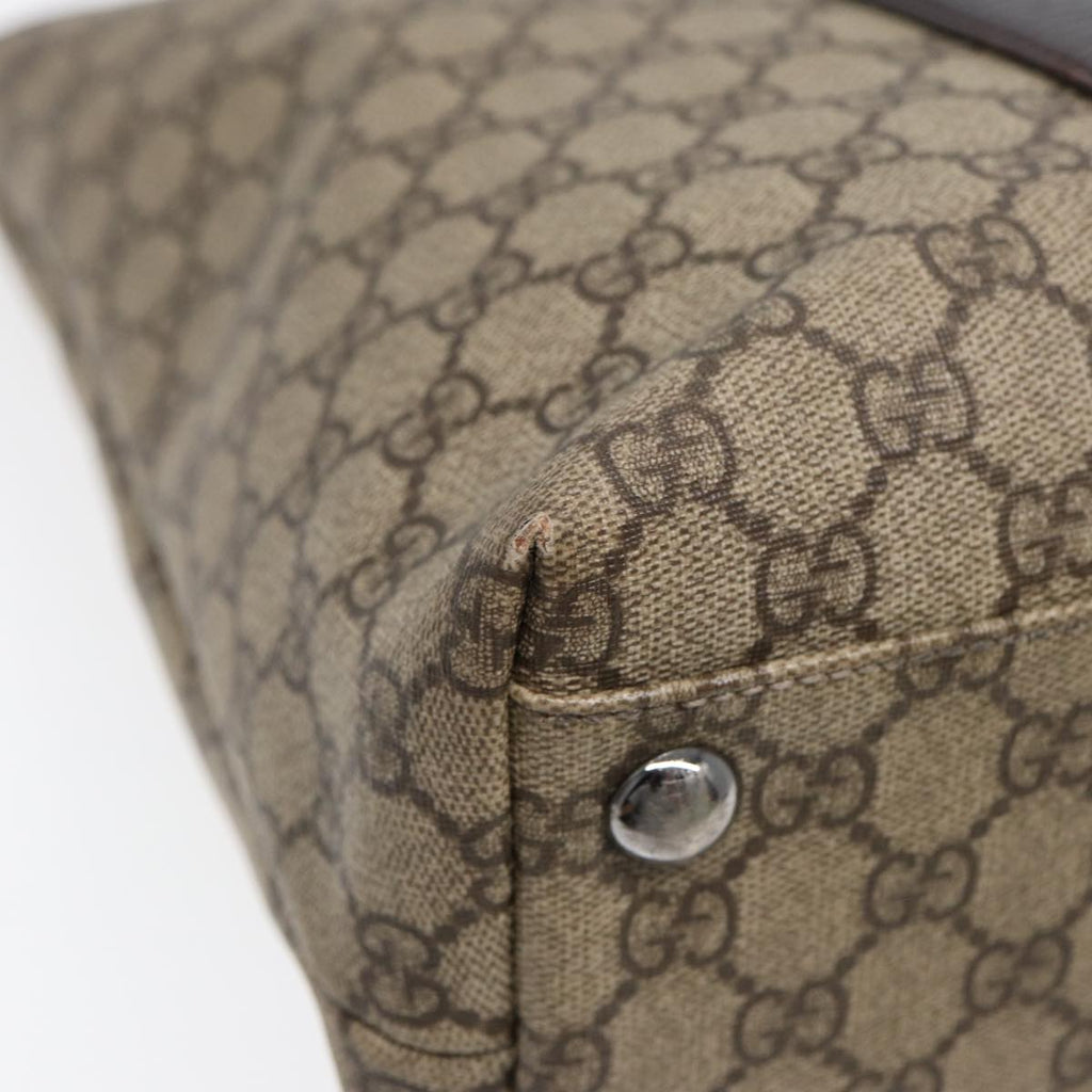 GUCCI GG Supreme Shoulder Bag Beige Silver 114288 85858