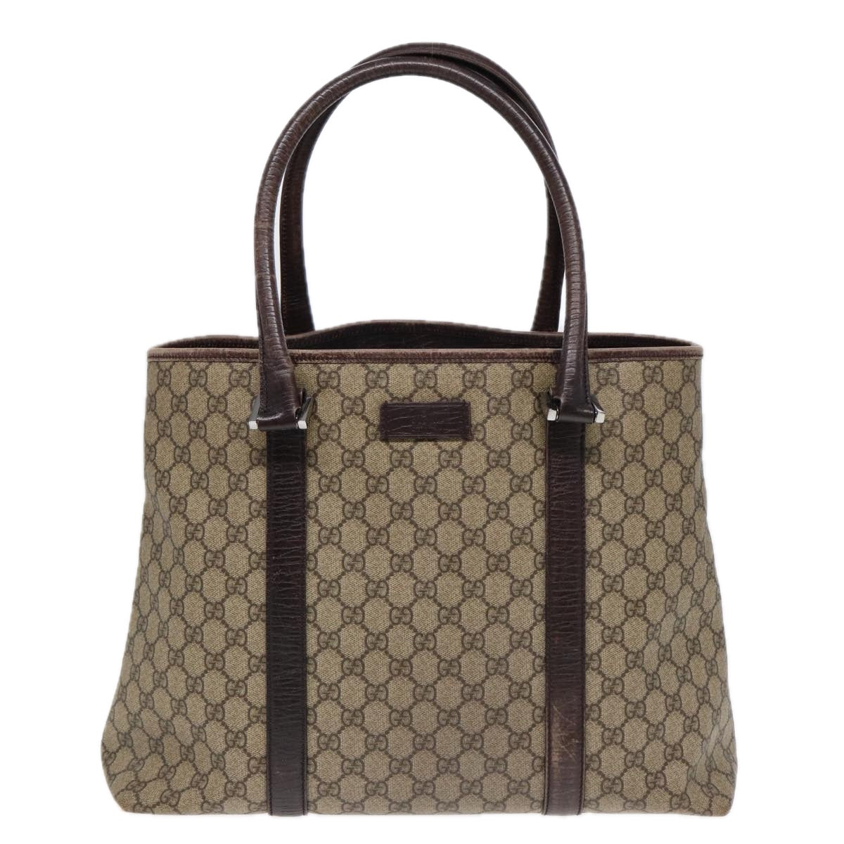GUCCI GG Supreme Shoulder Bag Beige Silver 114288 85858