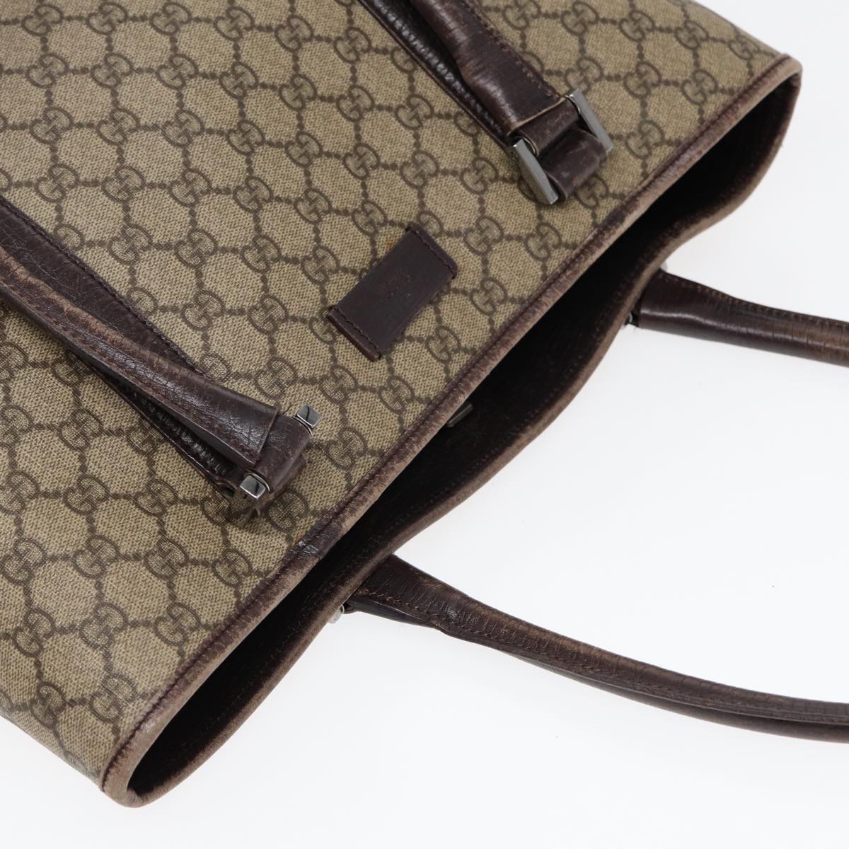 GUCCI GG Supreme Shoulder Bag Beige Silver 114288 85858