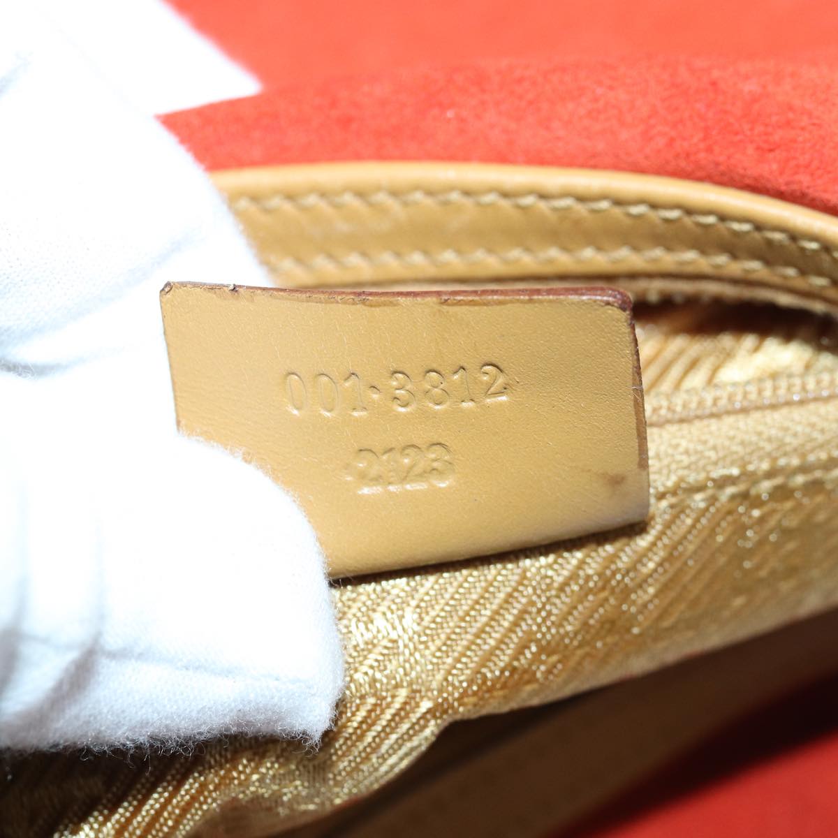 GUCCI Shoulder Bag Suede Red Gold 001 3812 2123 85865