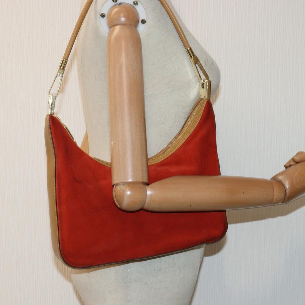 GUCCI Shoulder Bag Suede Red Gold 001 3812 2123 85865