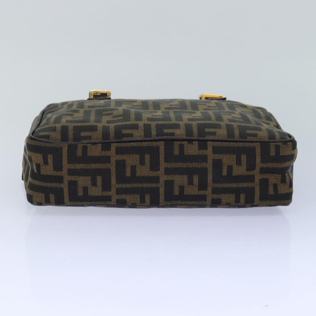 FENDI Zucca Canvas Hand Bag Brown Black gold 85877