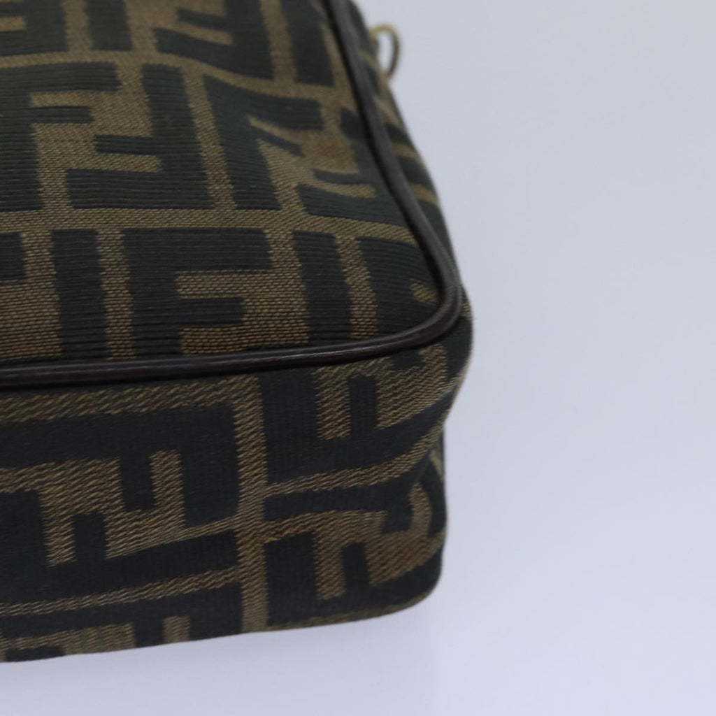 FENDI Zucca Canvas Hand Bag Brown Black gold 85877