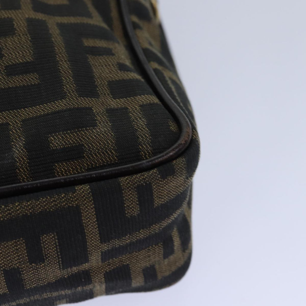 FENDI Zucca Canvas Hand Bag Brown Black gold 85877