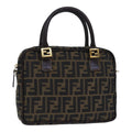 FENDI Zucca Canvas Hand Bag Brown Black gold 85877