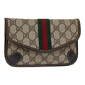 GUCCI GG Supreme Web Sherry Line Pouch PVC Leather Beige Red Green 85886