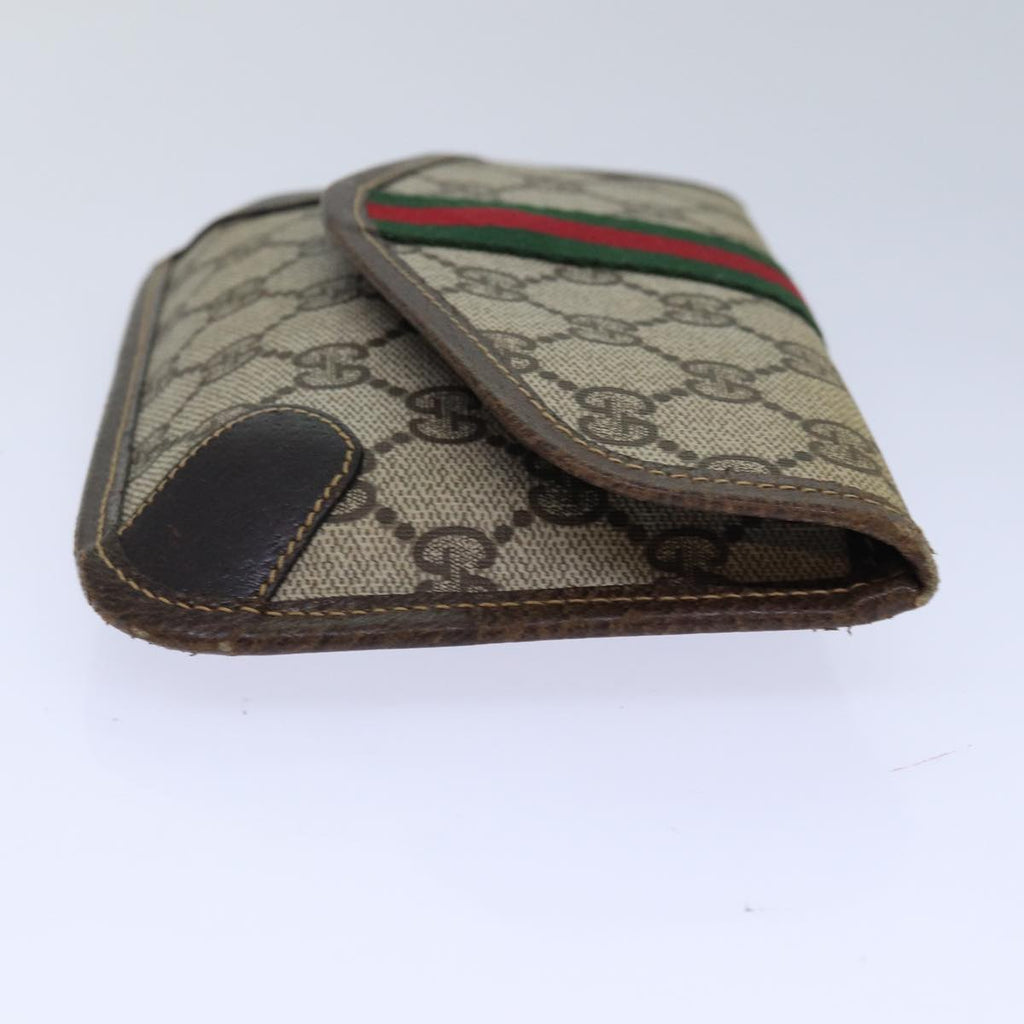 GUCCI GG Supreme Web Sherry Line Pouch PVC Leather Beige Red Green 85886