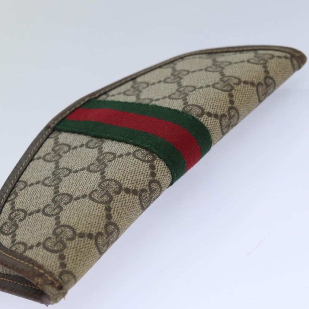 GUCCI GG Supreme Web Sherry Line Pouch PVC Leather Beige Red Green 85886
