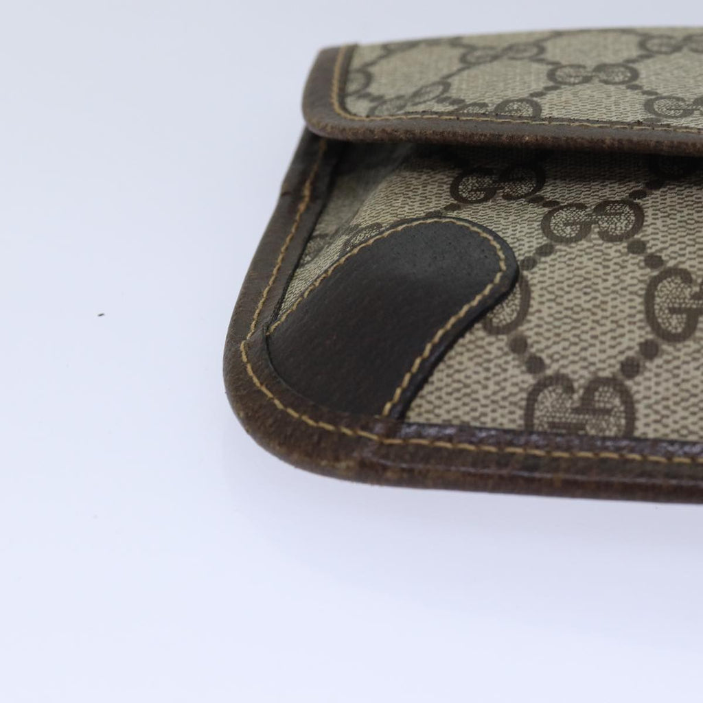 GUCCI GG Supreme Web Sherry Line Pouch PVC Leather Beige Red Green 85886