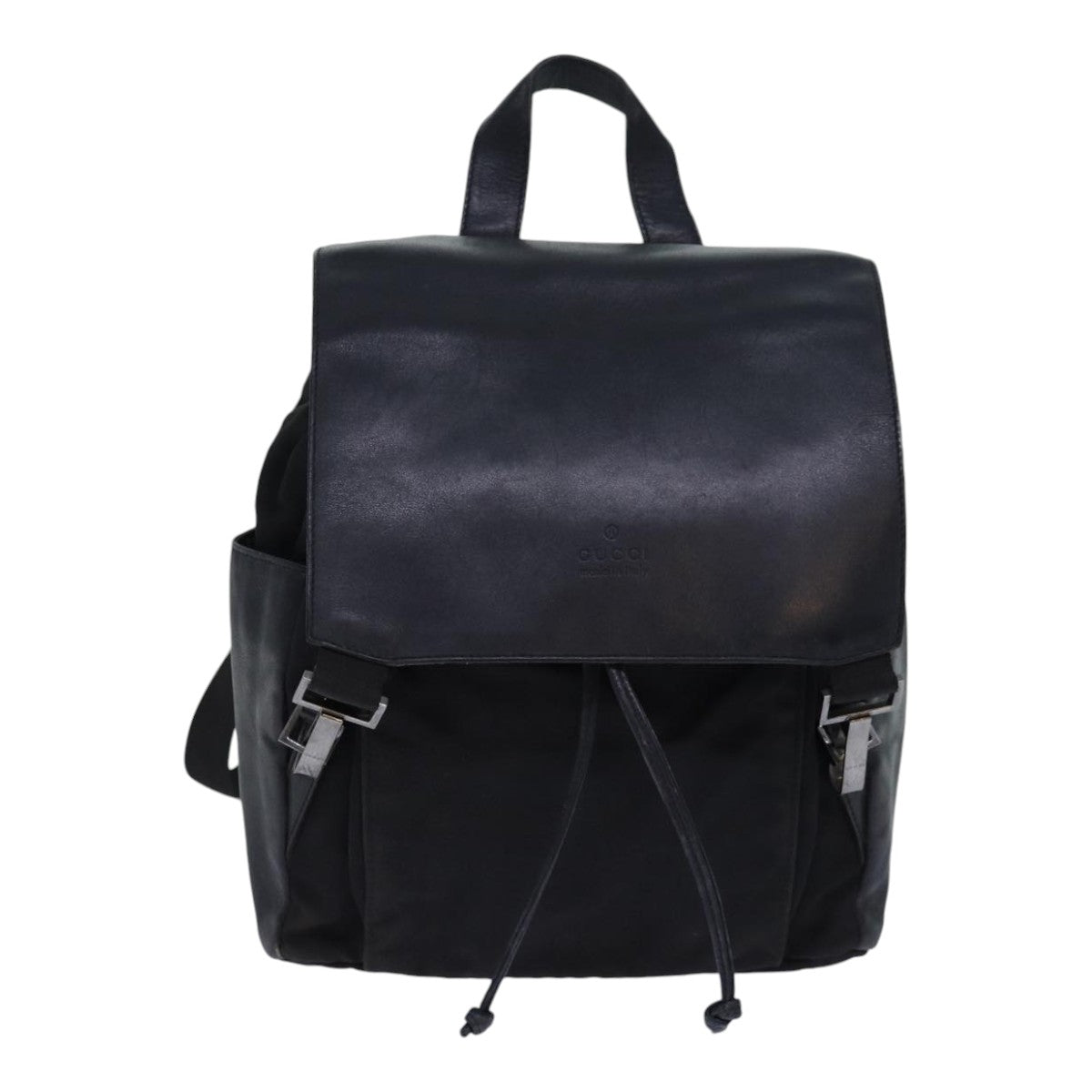GUCCI Backpack Nylon Leather Black 85892