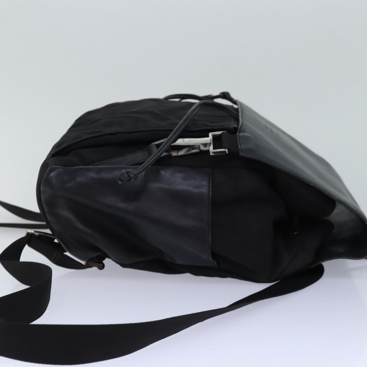 GUCCI Backpack Nylon Leather Black 85892