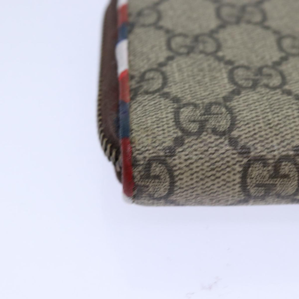 GUCCI GG Supreme Long Wallet PVC Beige Silver Beige 473909 85893