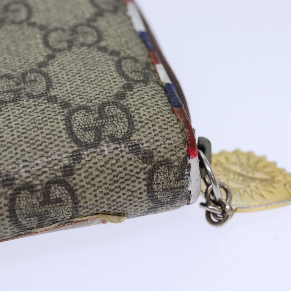 GUCCI GG Supreme Long Wallet PVC Beige Silver Beige 473909 85893