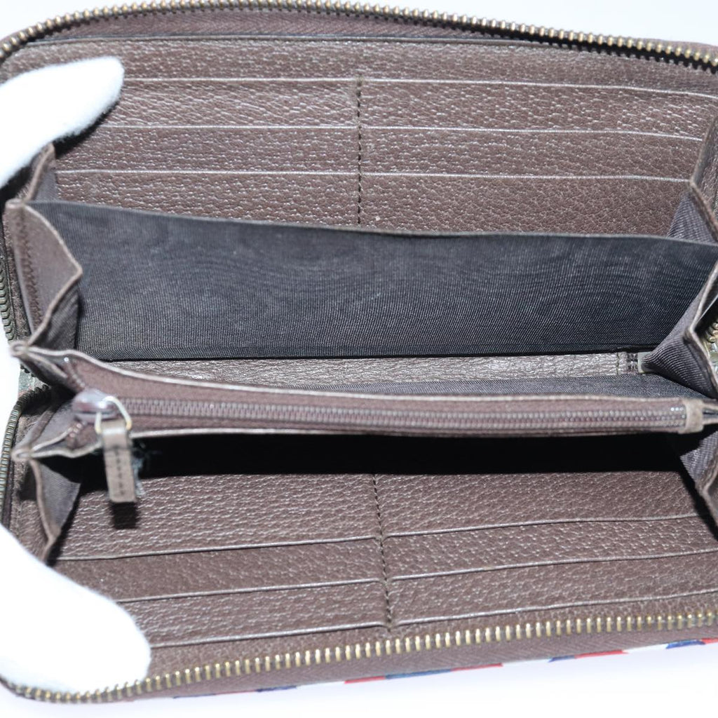 GUCCI GG Supreme Long Wallet PVC Beige Silver Beige 473909 85893