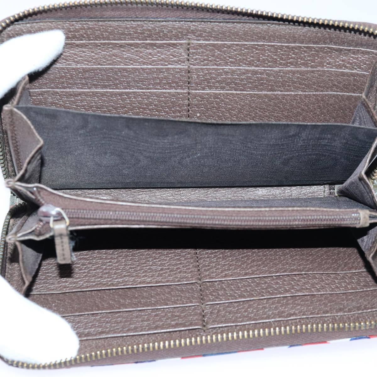 GUCCI GG Supreme Long Wallet PVC Beige Silver Beige 473909 85893