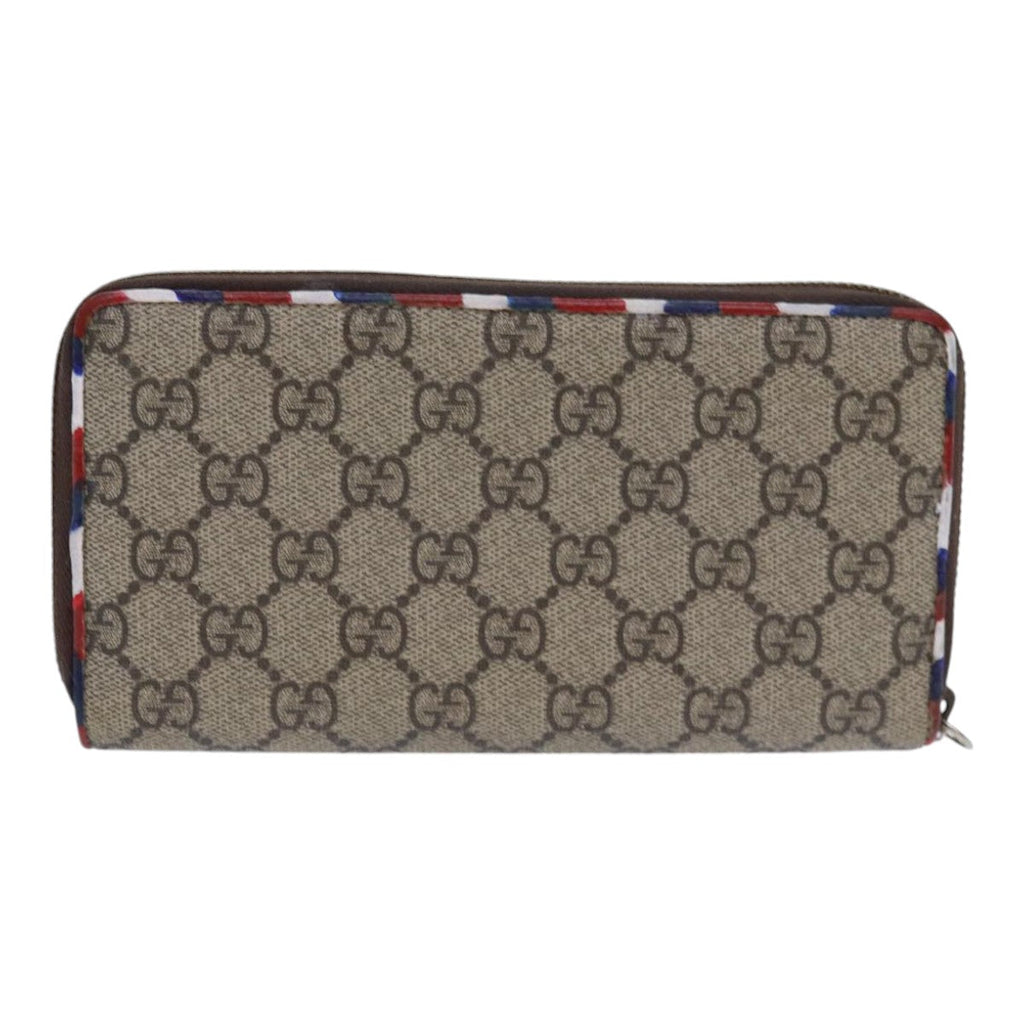 GUCCI GG Supreme Long Wallet PVC Beige Silver Beige 473909 85893