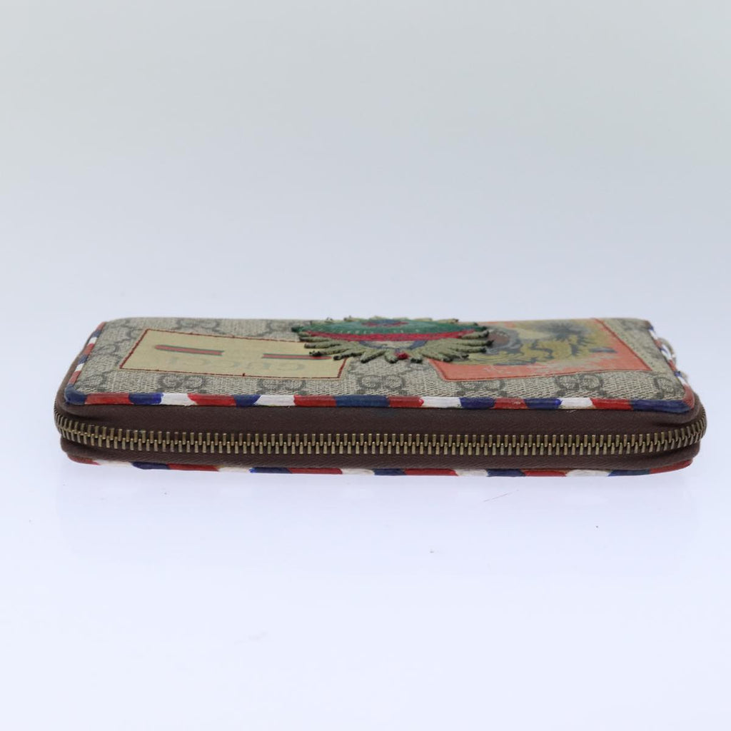 GUCCI GG Supreme Long Wallet PVC Beige Silver Beige 473909 85893