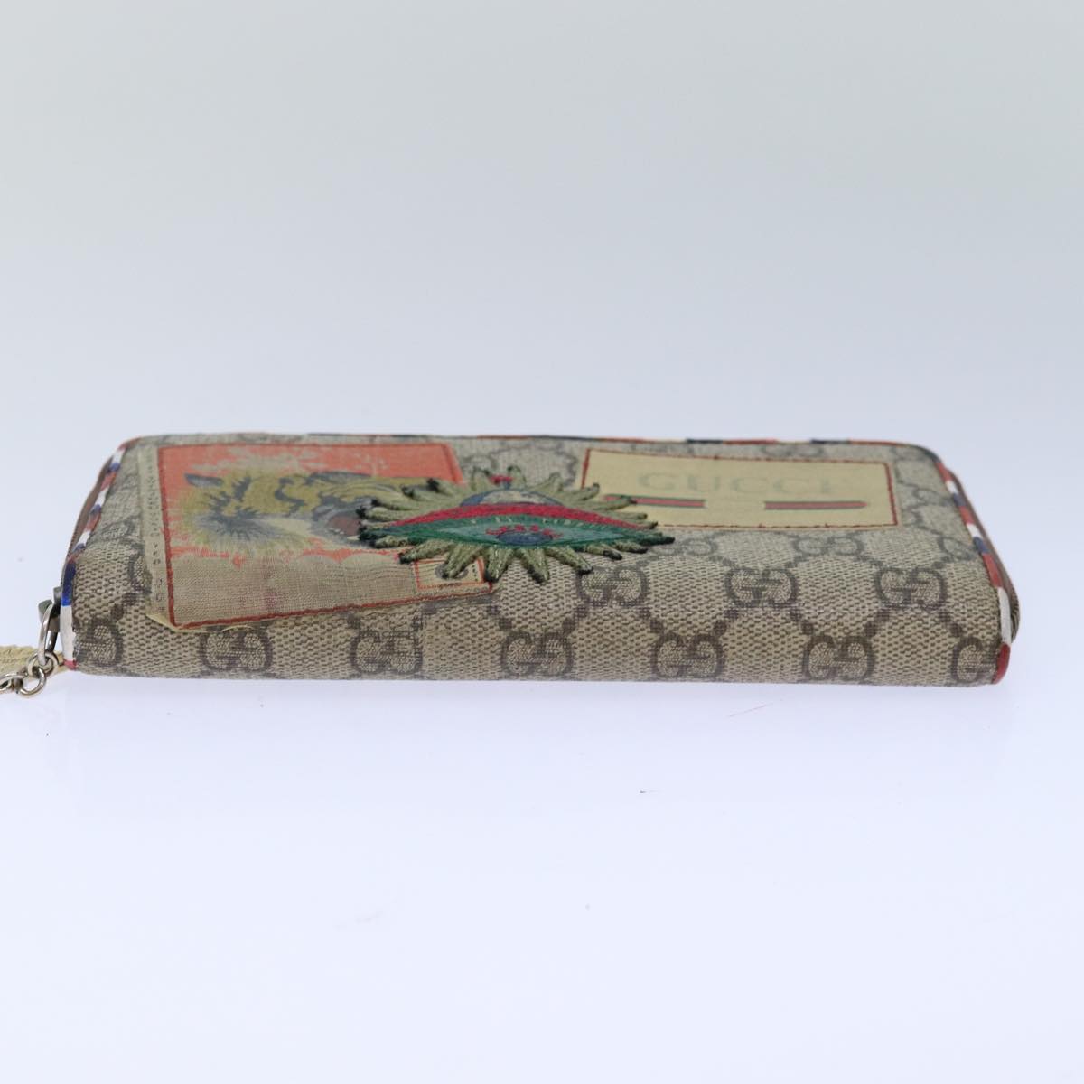 GUCCI GG Supreme Long Wallet PVC Beige Silver Beige 473909 85893