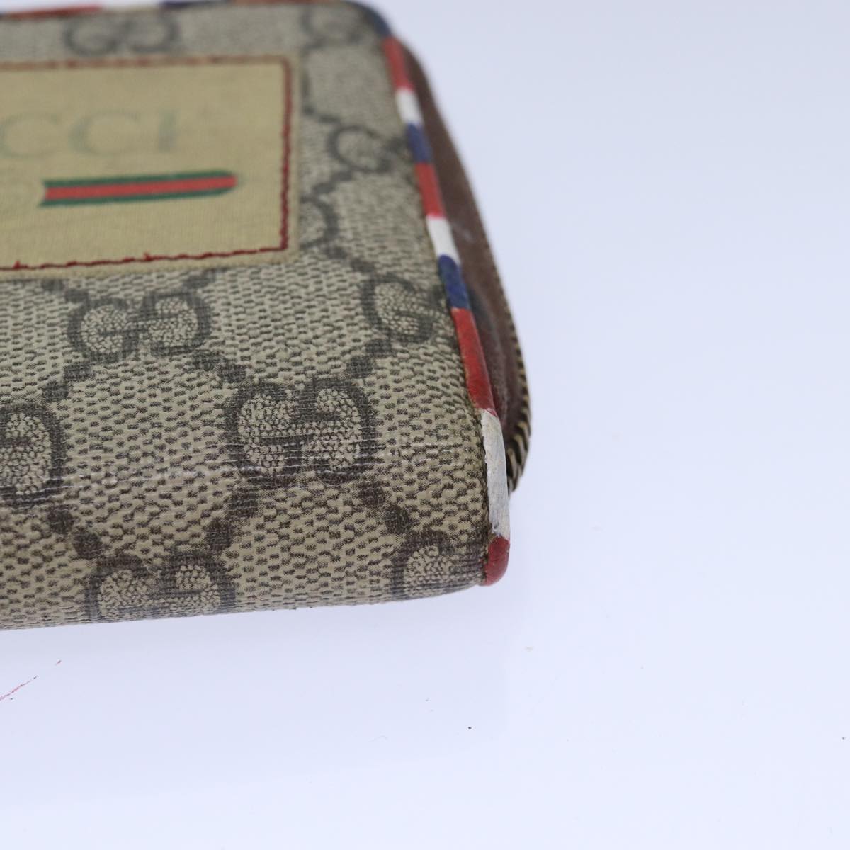 GUCCI GG Supreme Long Wallet PVC Beige Silver Beige 473909 85893