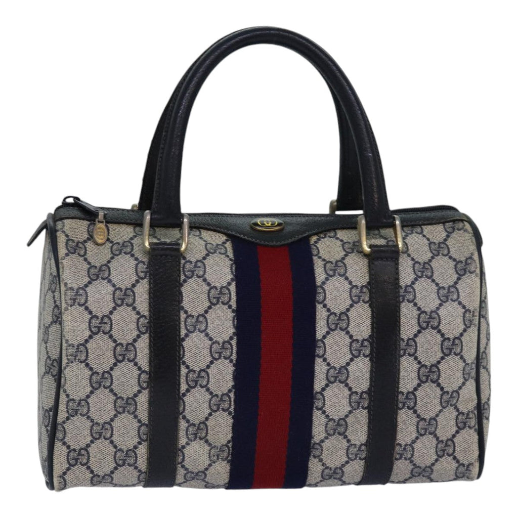 GUCCI GG Supreme Sherry Line Hand Bag PVC Navy Red 39 02 006 85906