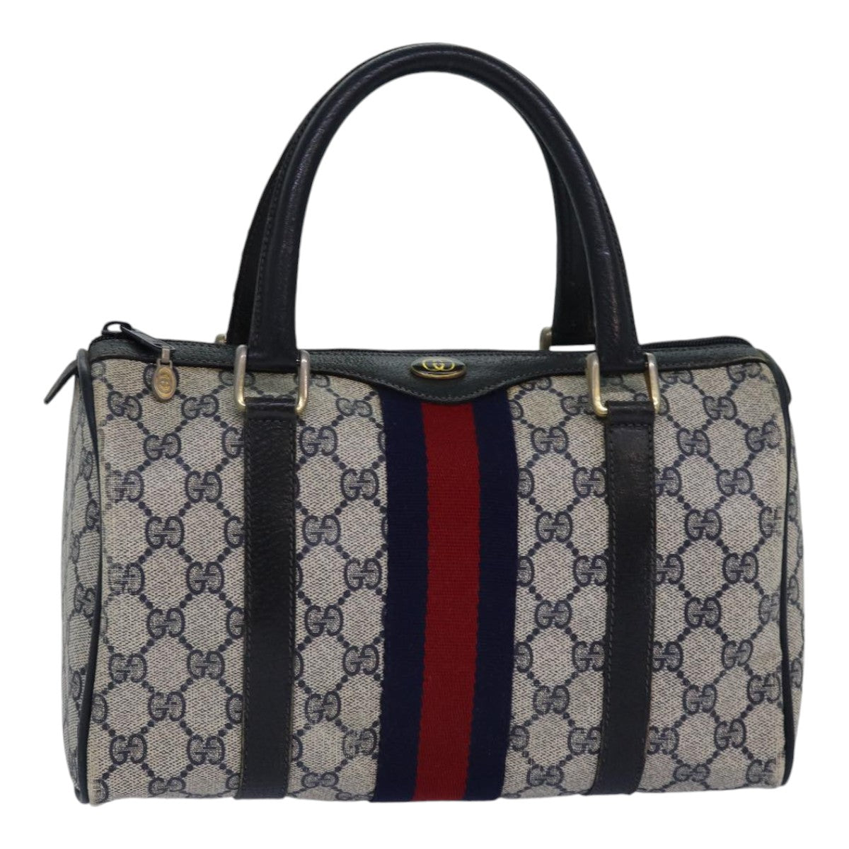 GUCCI GG Supreme Sherry Line Hand Bag PVC Navy Red 39 02 006 85906