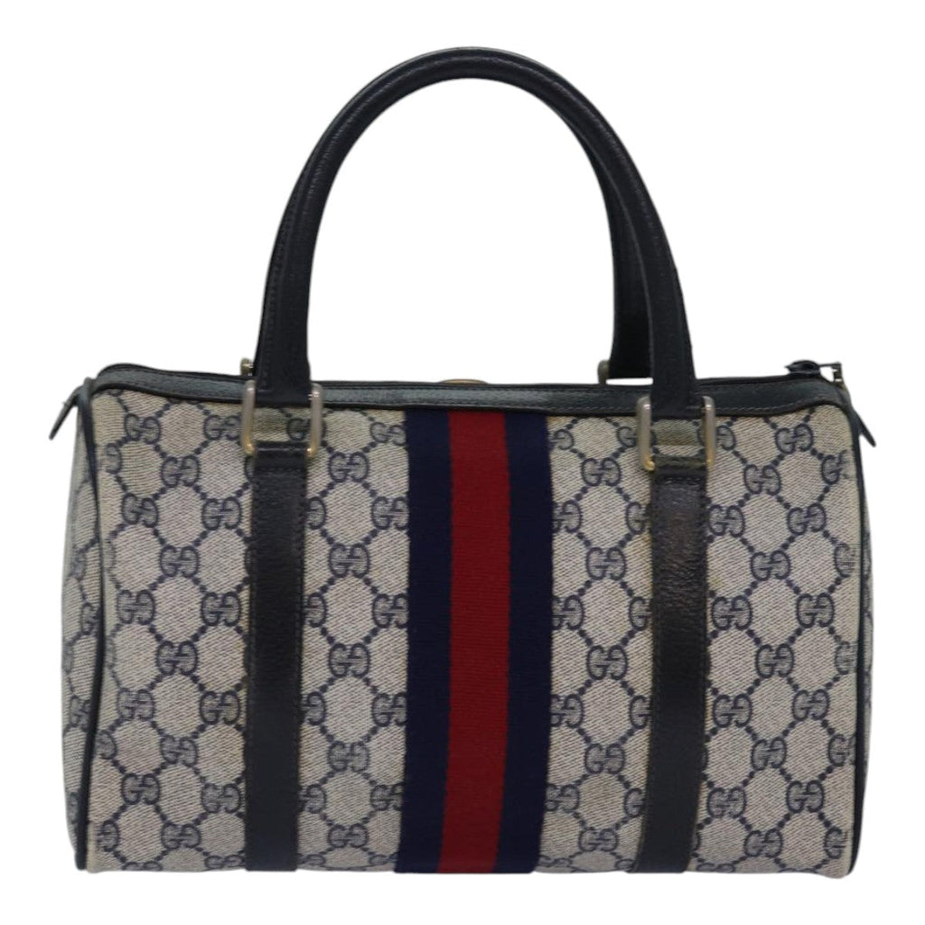 GUCCI GG Supreme Sherry Line Hand Bag PVC Navy Red 39 02 006 85906