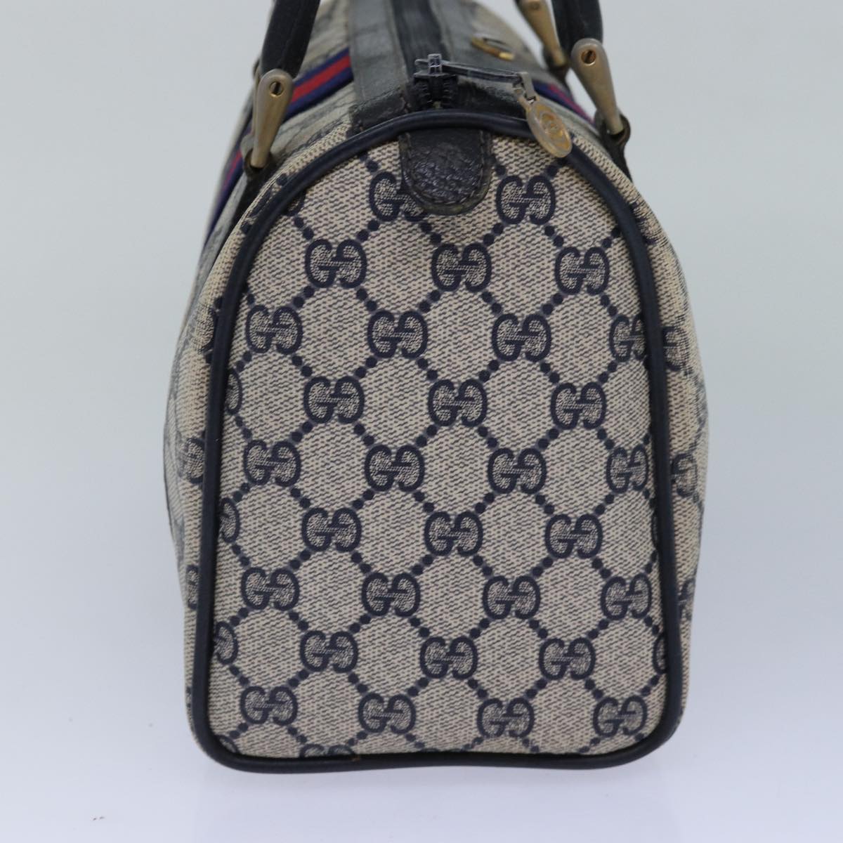 GUCCI GG Supreme Sherry Line Hand Bag PVC Navy Red 39 02 006 85906